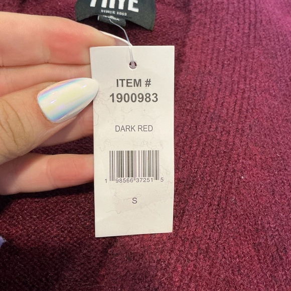 Frye Open Front Knit Cardigan Women Small Dark Red Patterned Longline - Picture 3 of 8